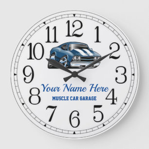 Muscle Car Garage Large Clock To Customize Große Wanduhr