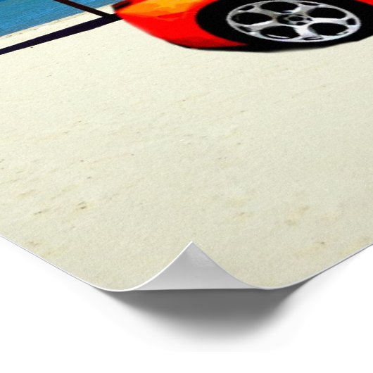 Muscle Car Orange on Beach Poster (Ecke)
