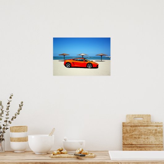 Muscle Car Orange on Beach Poster (Küche)