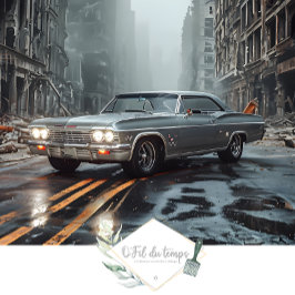 Muscle Car Post-Apokalyptische Stadtbild Dekoupage Seidenpapier