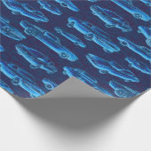 Muscle Cars Blue Gift Wrap Geschenkpapier (Ecke)
