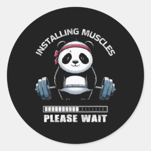 Muscle Gebäude Fitness Panda Gewichtheben Barbe Runder Aufkleber
