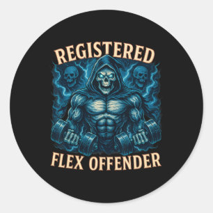 Muscle Grim Sensenmann registriert Flex Offender F Runder Aufkleber