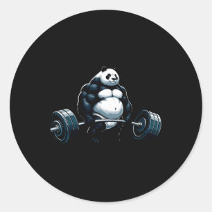 Muscle Gym Panda Bodybuilder Weightlift Motivat Runder Aufkleber