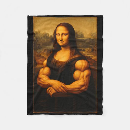 Muscle Mona Lisa Bodybuilder Weightlift und Fleecedecke (Vorderseite)