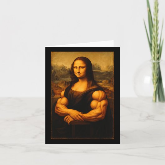 Muscle Mona Lisa Bodybuilder Weightlift und Karte (Vorderseite)
