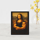 Muscle Mona Lisa Bodybuilder Weightlift und Karte (Gelbe Blume)