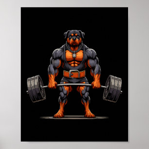 Muscle Rottweiler Hund Todesanheben Gym Weightlift Poster
