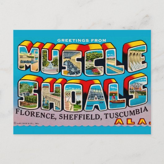 Muscle Shoals AL Retro Greeting Postkarte (Vorderseite)