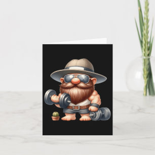 Muscleman Gnome with Dumbells Funny Fitness Worki Karte