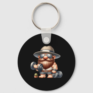 Muscleman Gnome with Dumbells Funny Fitness Worki Schlüsselanhänger