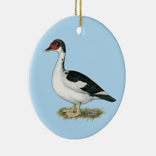 Muscovy Black Pied Duck Keramik Ornament (Rechts)