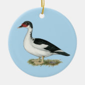 Muscovy Black Pied Duck Keramik Ornament (Vorne)