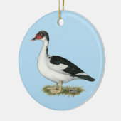 Muscovy Black Pied Duck Keramik Ornament (Links)