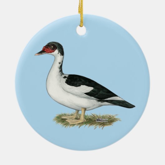 Muscovy Black Pied Duck Keramik Ornament (Hinten)