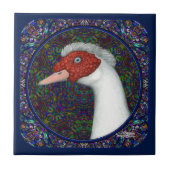 Muscovy Duck Head White Fliese (Vorderseite)