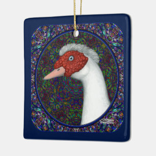 Muscovy Duck Head White Keramikornament