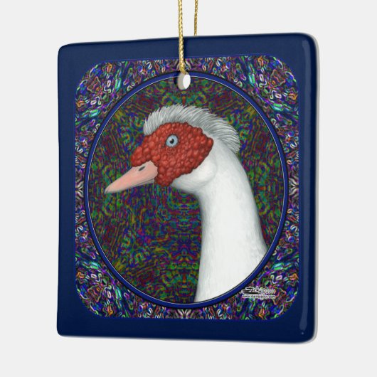 Muscovy Duck Head White Keramikornament (Links)