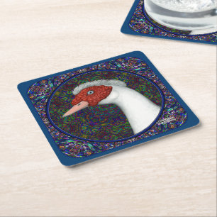 Muscovy Duck Head White Rechteckiger Pappuntersetzer