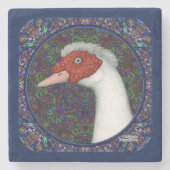 Muscovy Duck Head White Steinuntersetzer (Vorderseite)