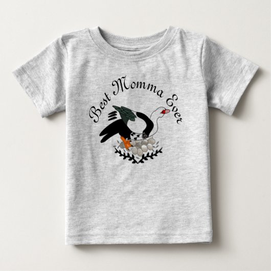Muscovy Duck Nesting on a Fresh Dutzend Eggs Baby T-shirt (Vorderseite)