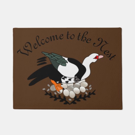 Muscovy Duck on a Nest of Eggs Fußmatte (Vorderseite)