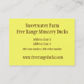 Muscovy-Entlein-Visitenkarten Visitenkarte (Rückseite)