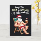 Muscular Santa Colada Funny Tropical Christmas Karte (Gelbe Blume)