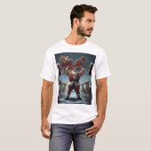 Muscular Santa Lifting Reindeer – Funny Christmas T-Shirt (Vorne ganz)