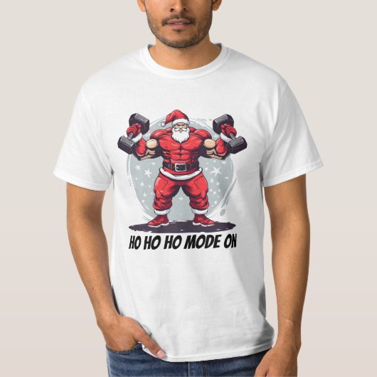 Muscular Santa Weightlifting T-Shirt (Vorderseite)