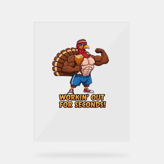 Muscular Turkey Gym Champion Funny Erntedank Cl Acrylschild (Vorderseite)