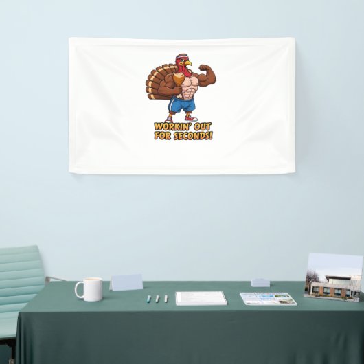 Muscular Turkey Gym Champion Funny Erntedank Cl Banner (Messeveranstaltung)