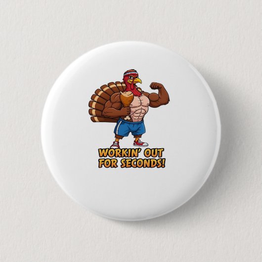 Muscular Turkey Gym Champion Funny Erntedank Cl Button (Vorderseite)