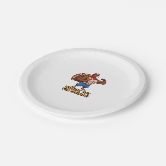 Muscular Turkey Gym Champion Funny Erntedank Cl Pappteller (Schrägansicht)