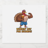 Muscular Turkey Gym Champion Funny Erntedank Cl Schaumweinetikett (Einzelnes Label)