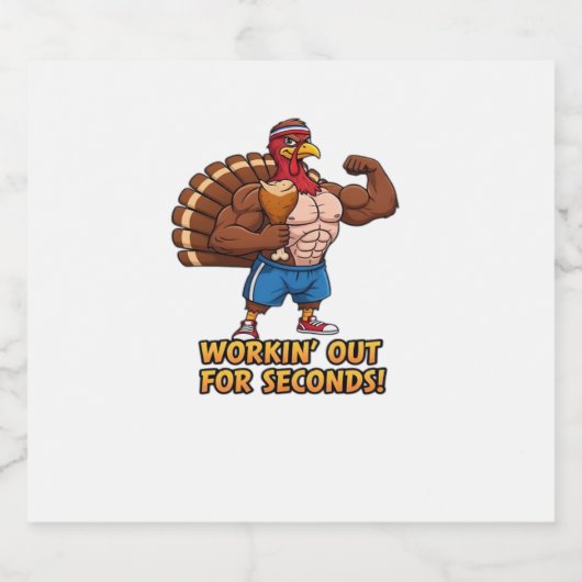 Muscular Turkey Gym Champion Funny Erntedank Cl Schaumweinetikett (Einzelnes Label)