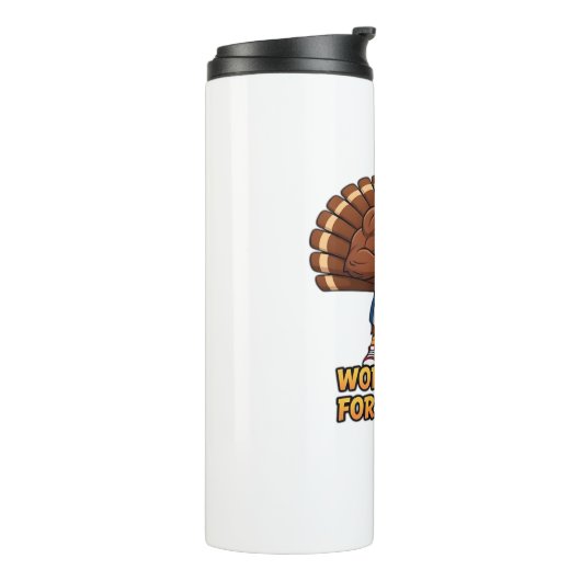 Muscular Turkey Gym Champion Funny Erntedank Cl Thermosbecher (Nach links gedreht)