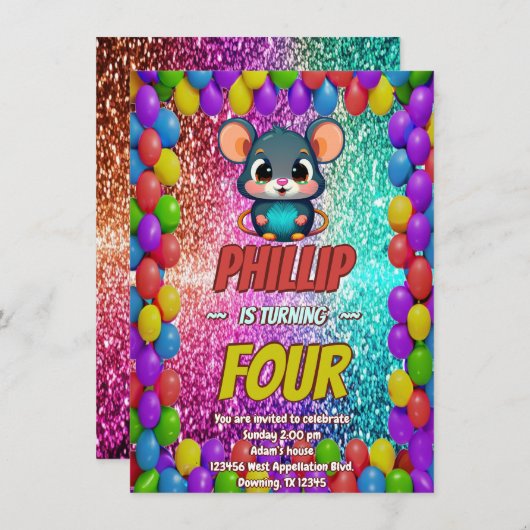 Muse Custom Charakter Geburtstag einladen Einladung (Vorne/Hinten)