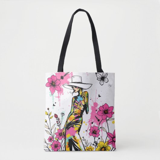 Muse in Bloom: Dual-Sided Graffiti Art Riso Tasche (Vorderseite)