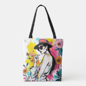 Muse in Bloom: Dual-Sided Graffiti Art Riso Tasche (Rückseite)