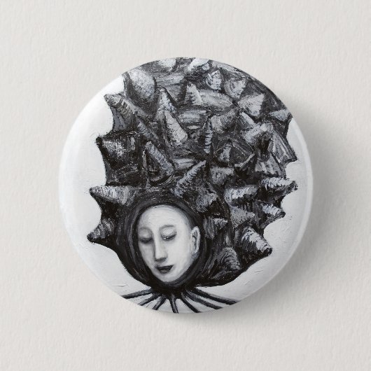 Muse in einer Muschel (Surrealism) Button (Vorderseite)
