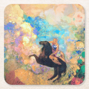 Muse on Pegasus, Redon Rechteckiger Pappuntersetzer
