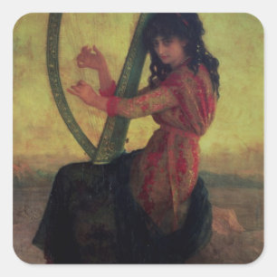 Muse, welches die Harfe spielt Quadratischer Aufkleber