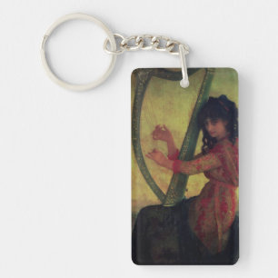Muse, welches die Harfe spielt Schlüsselanhänger