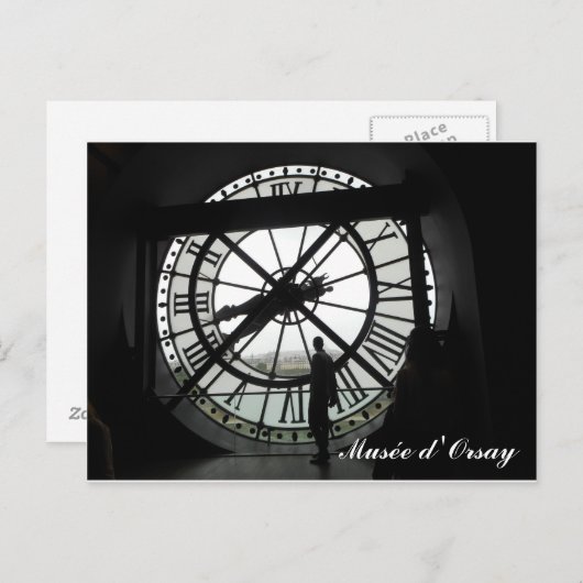 Musée d'Orsay Clock (Text) Postkarte (Vorne/Hinten)