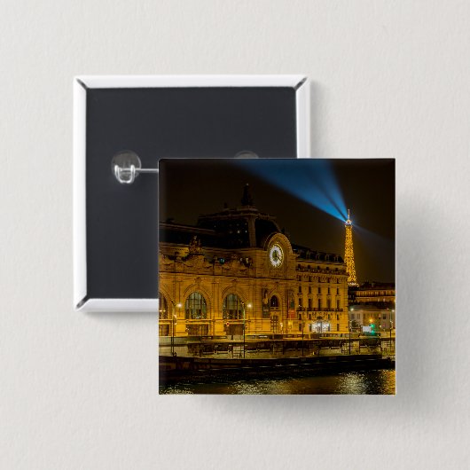Musée d'Orsay in Paris nachts Button (Vorne & Hinten)