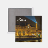 Musée d'Orsay in Paris nachts Magnet (Vorderseite/Rückseite)