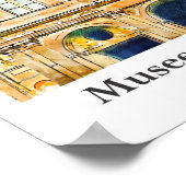 Museo du Louvre Paris Reisen Wasserfarben Handgeze Poster (Ecke)