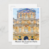 Museo du Louvre Paris Reisen Wasserfarben Handgeze Postkarte (Vorne/Hinten)