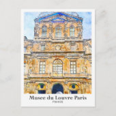 Museo du Louvre Paris Reisen Wasserfarben Handgeze Postkarte (Vorderseite)